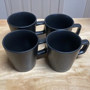 Stone and Lain Dark Gray Matte Black Ceramic Mugs Set of 4